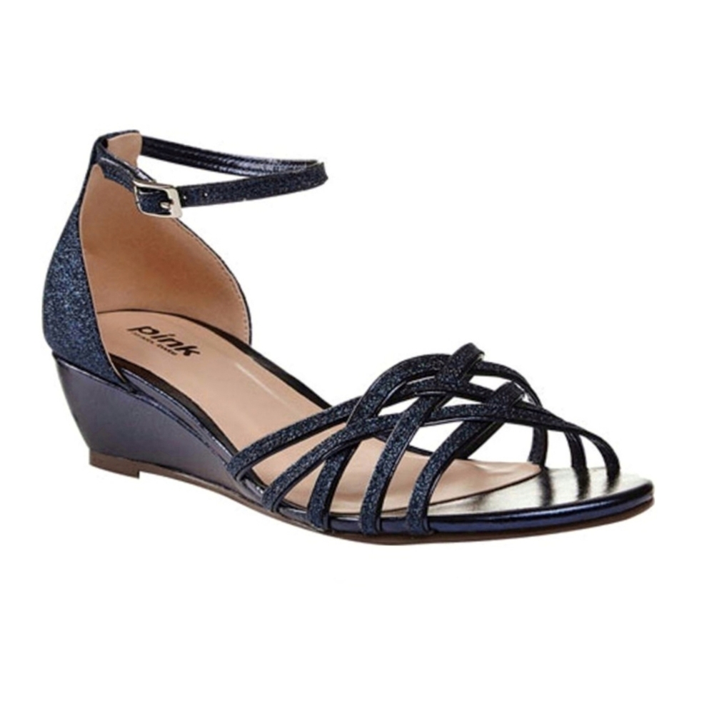 Avery Wedge Sandals Navy Glitter - Women's Size 9